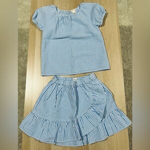 Crewcuts Blue and White Seersucker Skirt Set